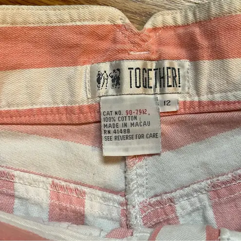Vintage Together Miami pink and white striped denim shorts size 12