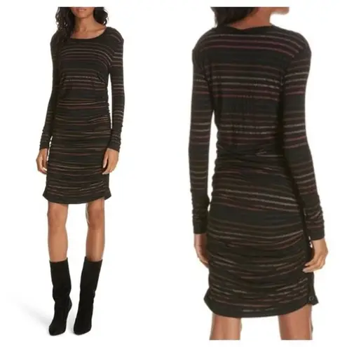 Veronica Beard Daphne Striped Metallic Long-Sleeve Dress