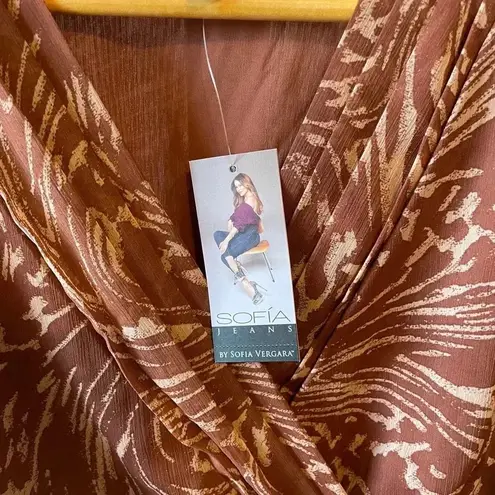 Sofia Jeans Women's Ruched Waist Long Sleeve Top Size S Brown