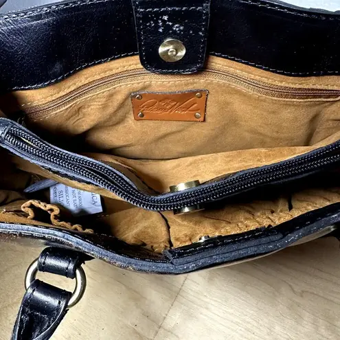 Patricia Nash Primrose Satchel Leather Adjustable Strap Tassel Fox Tiger Brown