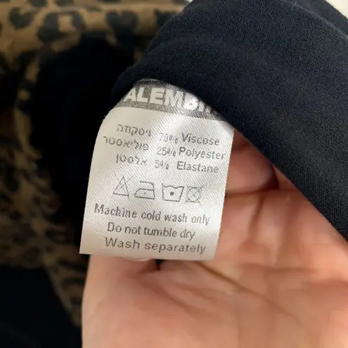 Alembika Chiu Oversized Cheetah Mock Neck Top Women XL Brown Black