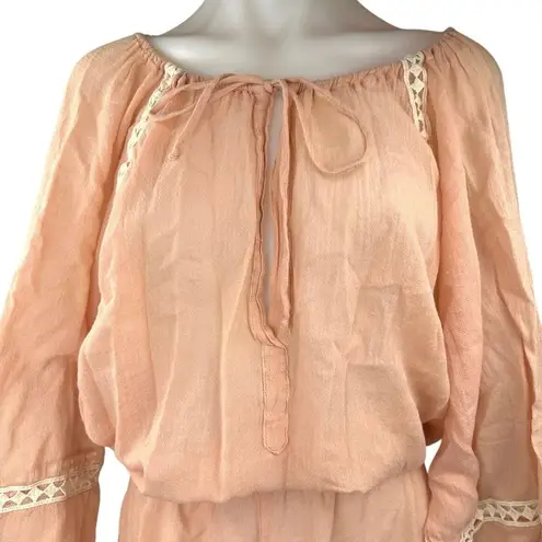 Eberjay Eberjey Summer Of Love Orange Tie Neck Long Sleeve Lace Trim Jumpsuit Romper M