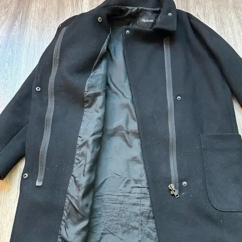 Madewell Black Wool City Grid Coat Size 0