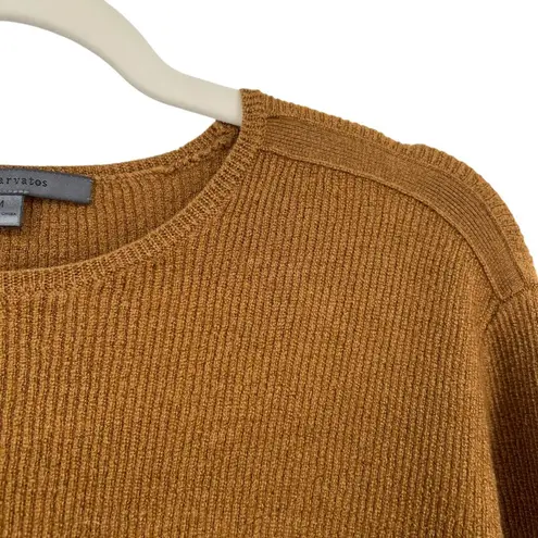 John Varvatos Womens Merino Wool Silk Blend Ribbed Knit Sweater Brown Size Mediu Size M