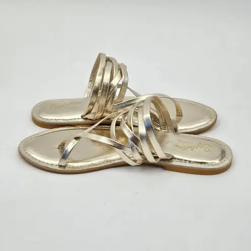 Seychelles By The Shore Sandal Light Gold Strappy Slip on Summer Size 8