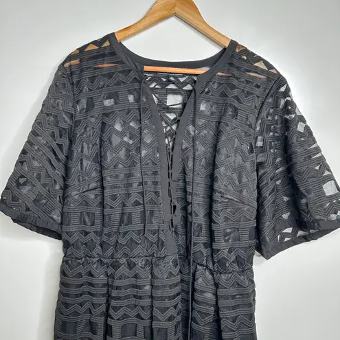 Eloquii Black Embroidered Fit & Flare Dress Size 20