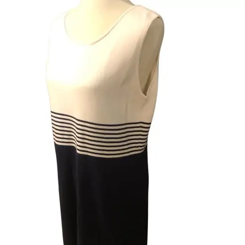 Jessica Holbrook Easy Care Navy Blue & White Striped Sleeveless Sweater Dress Si Size L