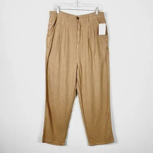 Free People  Faded Love Tan Linen Blend Trouser Pants
