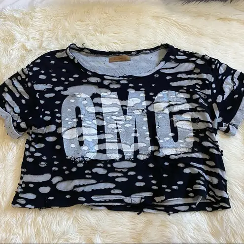 THE CLASSIC OMG Ripped Distressed Shredded Crop Top | M Medium