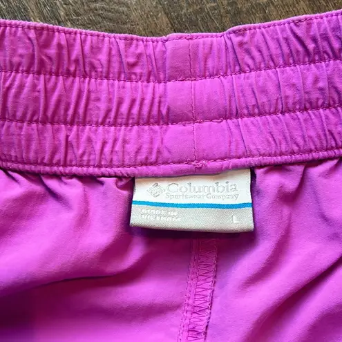 Columbia  Shorts Womens Large Elastic Waist Drawstring Hiking Outdoor Purple