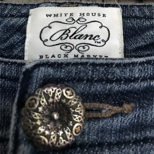 White House | Black Market  Blanc Embroidered Love and Desire Stretch Bootcut Jeans