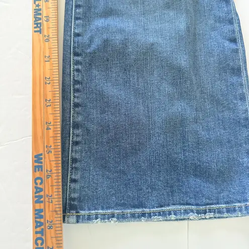 Nili Lotan Boot Cut Jean Classic Wash Cotton Blend USA Light Distressed Sz 30 Blue