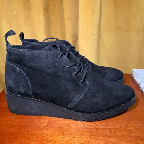 Steven By Steve Madden Bart Black Suede Lace up Wedge Ankle Boots Womens US 11 M