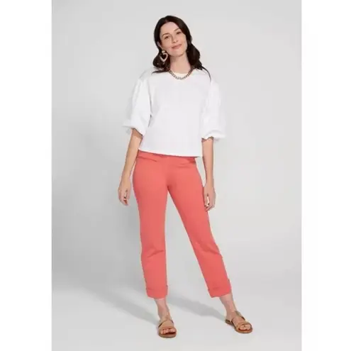 Betabrand Pull On Trouser Coral Pink Medium Crop High Rise Elastic Waist