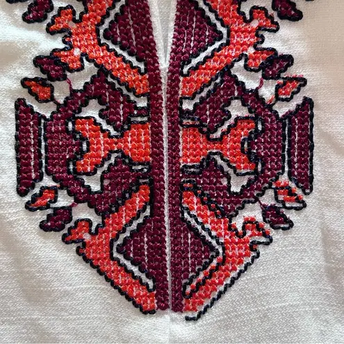 NIKIBIKI LAVENDER | BOHO White Gauzy Cross Stitched Embroidered Dress | Size Sm