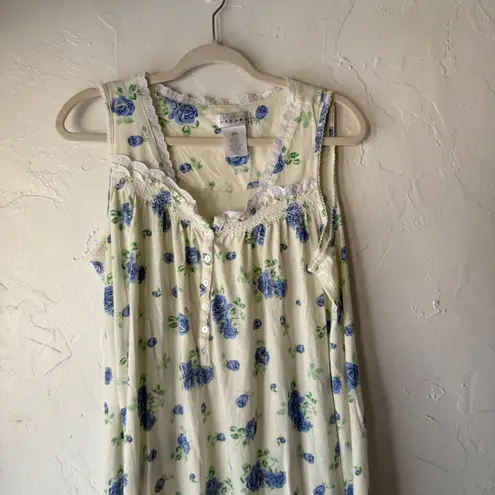 CELESTIAL DREAMS Vintage Floral Nightgown Cream Roses Lace Trim Cottage Coquette White Size undefined