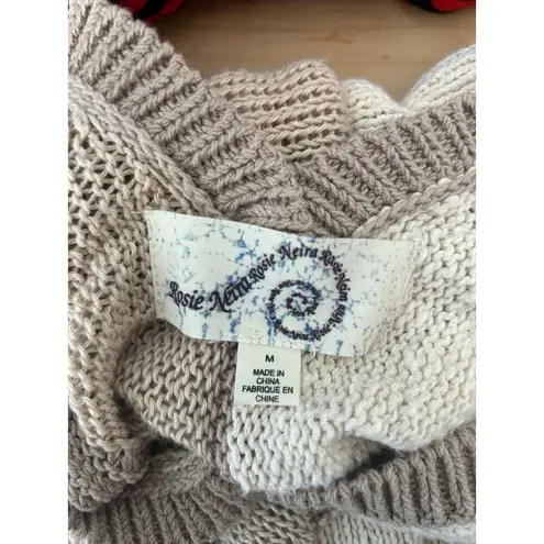 Anthropologie Sweater Vest Medium Tan Hemp Blend Patchwork Hippie Boho Brown