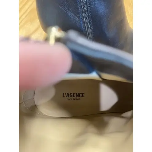 L'Agence Women's 6.5 Black Leather Zipper Pointed Toe Stiletto Ankle Boots S65