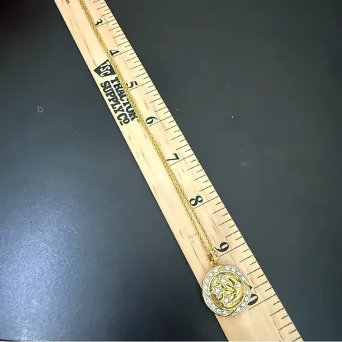 Vintage Unsigned Gold Tone Pave Crystals Moon and Stars Locket Pendant Necklace