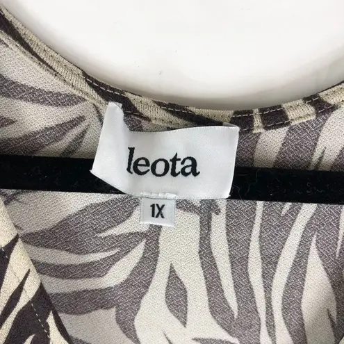Leota Womens Perfect Wrap Zebra Safari Dress 3/4 Sleeve Beige Plus Size 1X