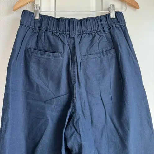 Madewell NWT  Cotton-Linen Pleated Wide-Leg
Pants in Deep Indigo, Size 6P - Image 9