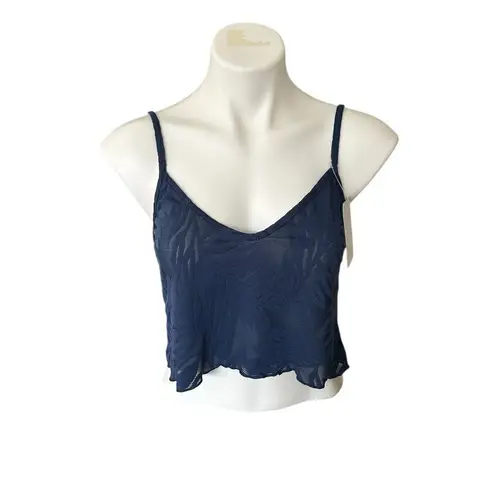 Wicked Weasel Sexy 9219 Peachy Palms Crop Top Navy M NWT Blue Size M