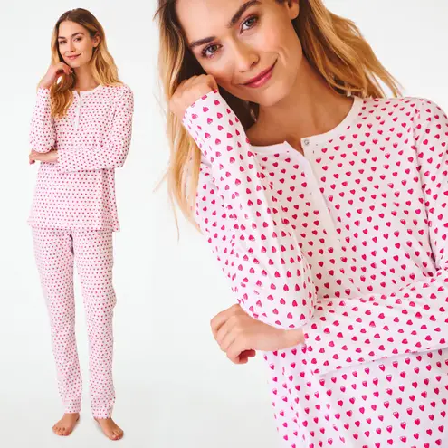 Roller Rabbit Pink Hearts Pajama Long Sleeve Top