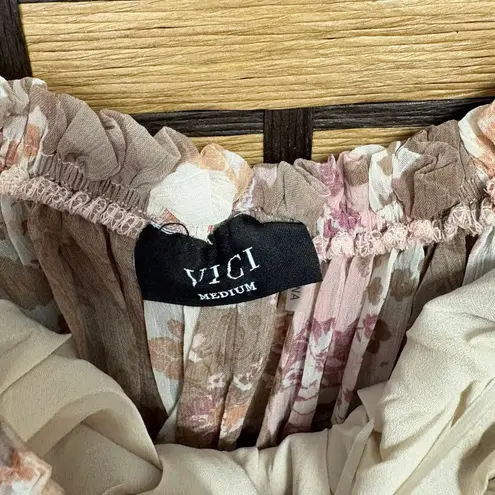 Vici Brown And Pink Floral Maxi Dress Size Medium