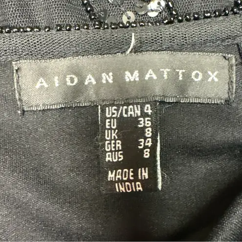 Aidan Mattox Beaded Flapper Cocktail Dress – Black Size 4