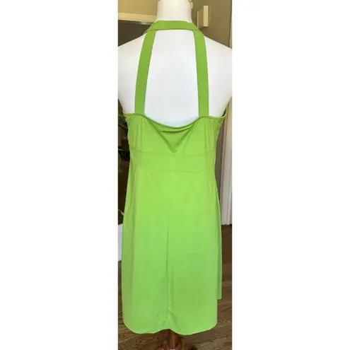 Athleta Halter Dress XL Green Stretch Active Travel Casual Summer Midi Style