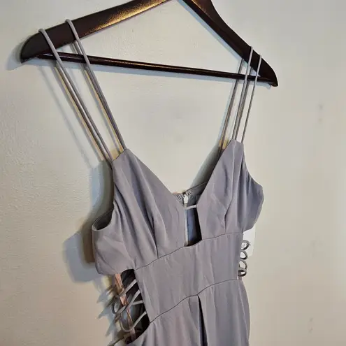 Fame and Partners x Free People Megan Maxi Dress Gray Cutouts Slits Sleeveless