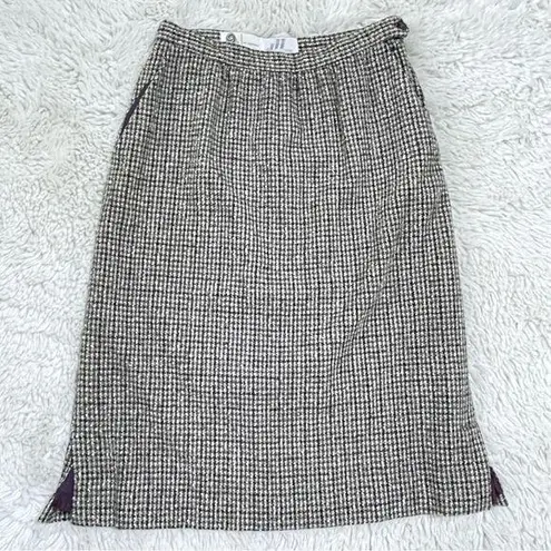 Vintage Women’s JH Collectibles Tweed Houndstooth Wool Blend Skirt size SM Union Gray