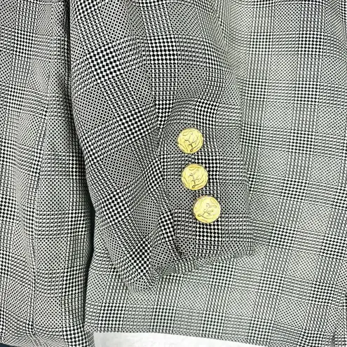 Escada Glen Plaid Wool Silk Skirt Suit Size EU 38 US 8 Black White