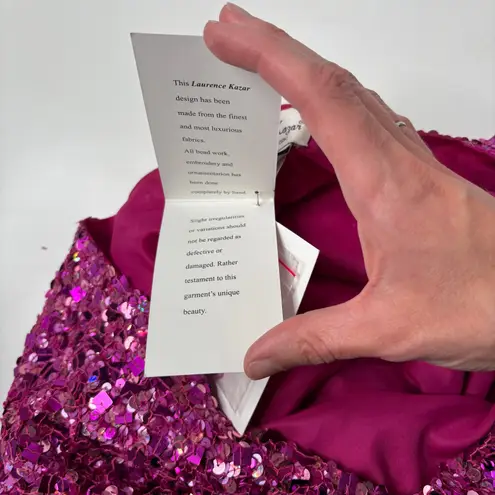 Laurence Kazar NWT VTG 2X Pink Sequin Top Sleeveless Silk V Neck NYE Barbie Glam