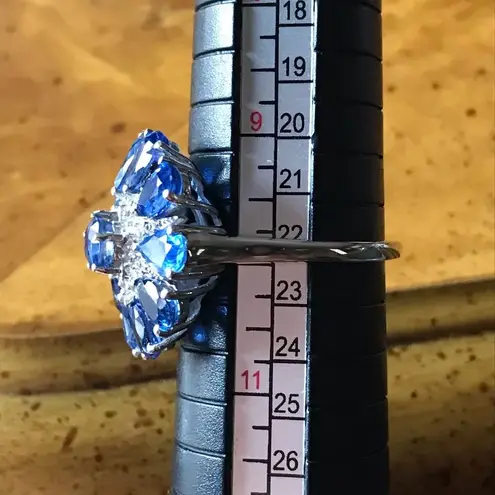 Natural Blue Kyanite Sterling Silver Cocktail Ring Size 10