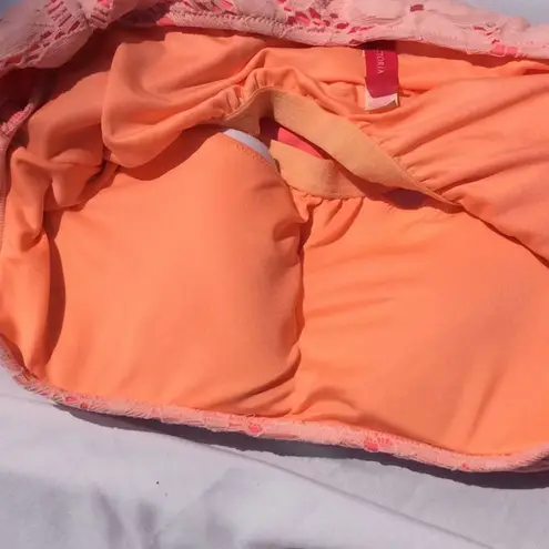 Victoria's Secret VS pink neon lace overlay sports bra XX