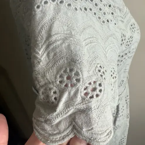 Tea N Rose gray cotton eyelet dress medium