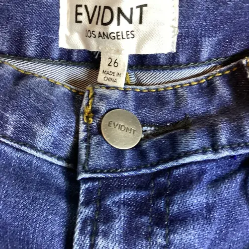 Evidnt Los Angeles Size 26 Malibu Flair Raw Cut Hem Blue Denim Cropped Jeans