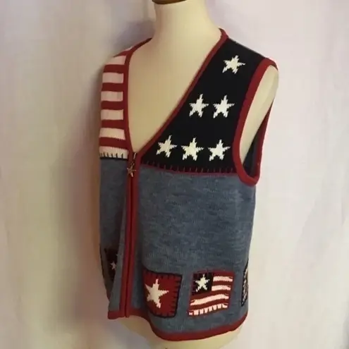 Retro Y2K stars n stripes sweater vest Blue
