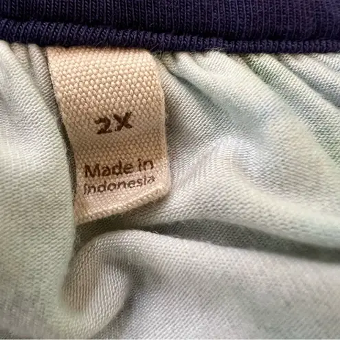 Soft Surroundings Odessa Tunic Blue Tropics Square Neck 3/4 Sleeve 2XL