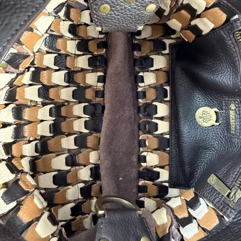 Mulberry Roxanne Bag Tricolor Woven Leather Satchel Brown Black Cream Rare VTG