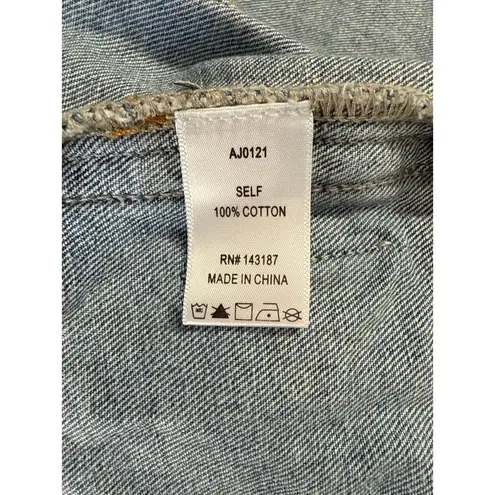 Dance & Marvel Womens Distressed Cropped Denim Jacket S