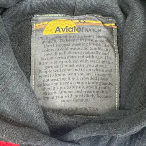 Aviator Nation NEW Charcoal Logo Pullover Relaxed Hoodie Sweatshirt Size XS