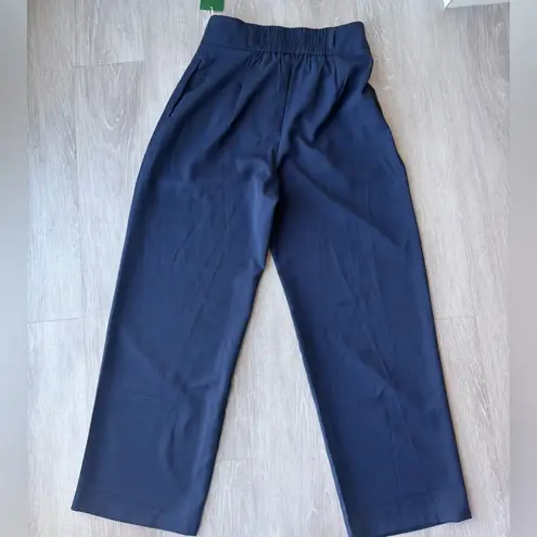 Halara High Waisted Zipper Pocket Shirred Straight Leg Work Pant Navy S Petite