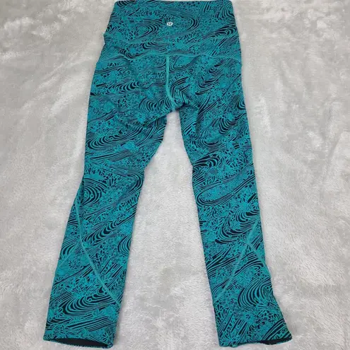 Lululemon Women's 2 In Movement Cropped Leggings Teal & Black Geo Print Stretch