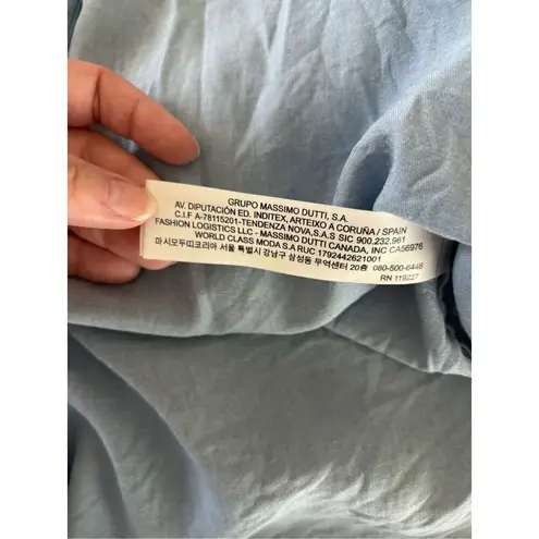 Massimo Dutti Blue Roll Up Sleeve Womens Button Up Shirt Size 2 Model 5185