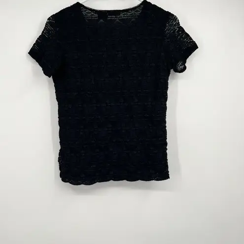 East 5th Womens Black 3D Lace Semi Sheer Gotic Blouse Fairy Fairygoth Grunge Petite Large