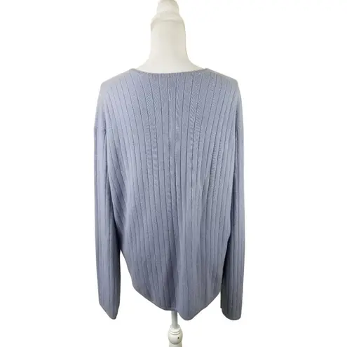 Armani Collezioni Ribbed V-Neck Sweater Womens XL Light Purple Luxurious Wool Bl