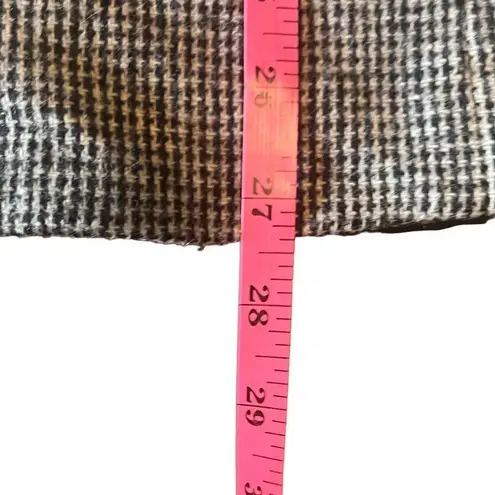 Hunt Club Vintage Black White Plaid Wool Blend Suede Collar Blazer 12 Equestrian