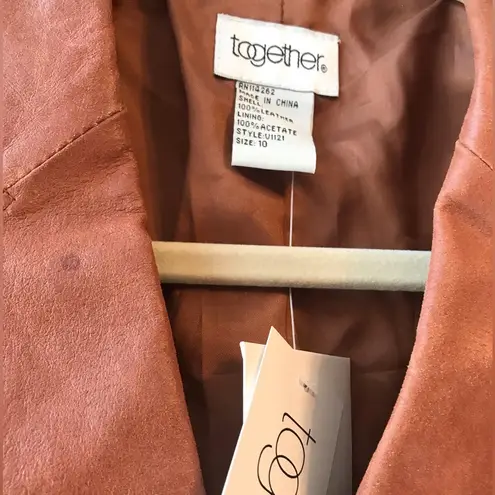 Together 100% Leather Jacket Brown Size 10